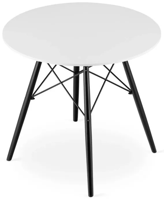 Jedálenský stôl 80 cm biely / čierne nohy