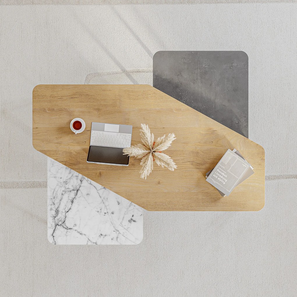 Súprava konferenčných stolíkov Houseland Nesty retro sivá/Carrara