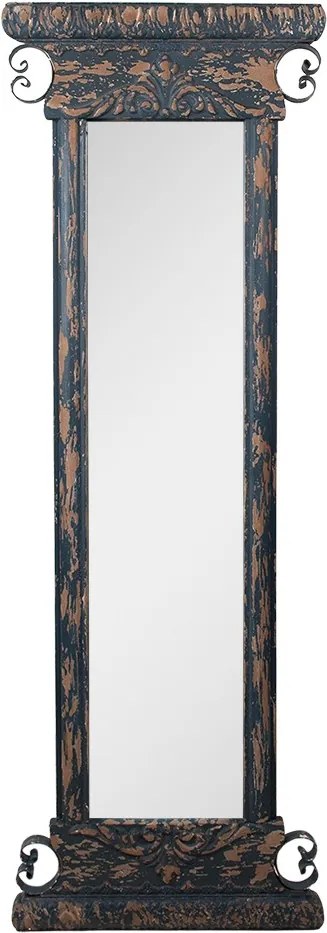 Modro-hnedé antik drevené nástenné zrkadlo Mirael - 45*4*131 cm