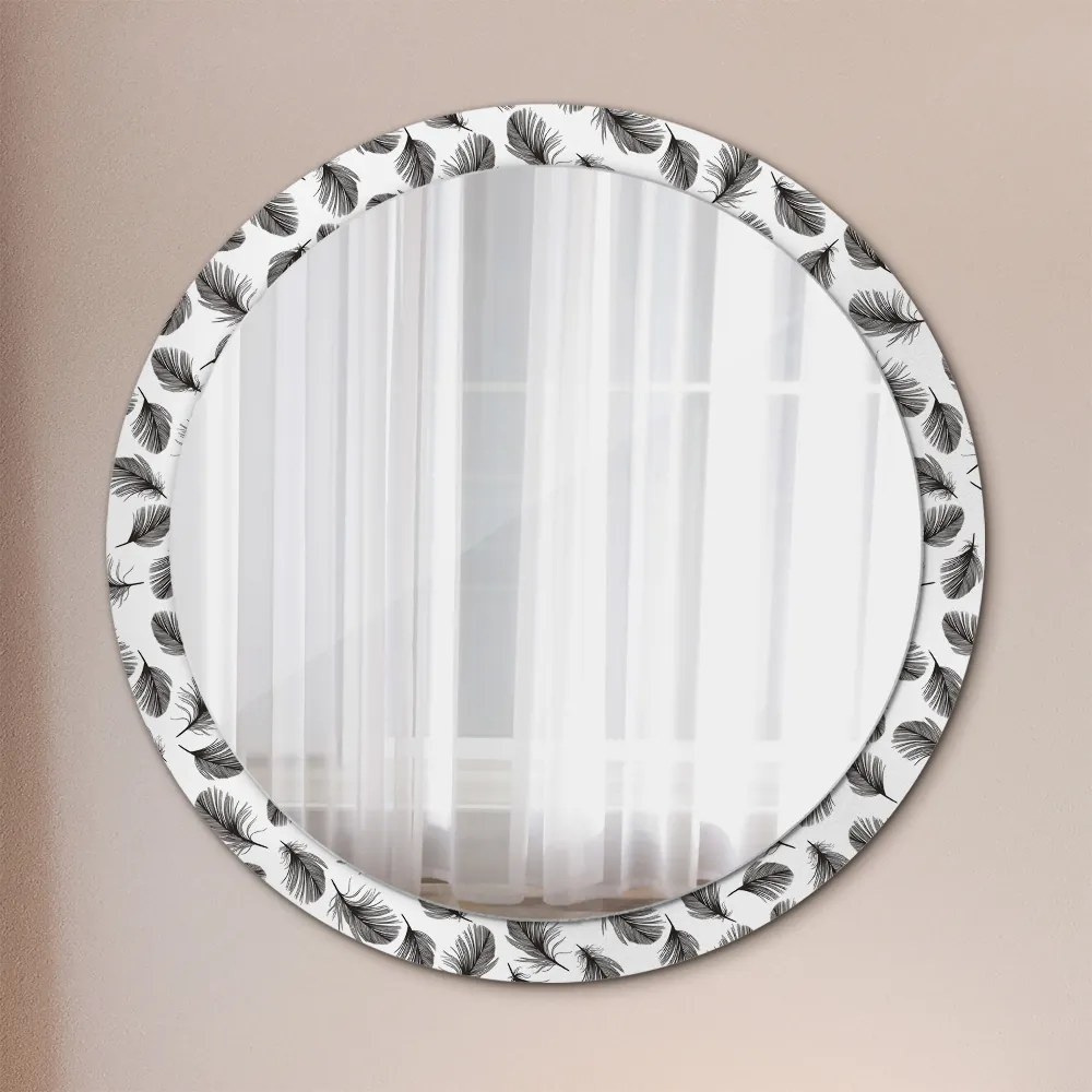 Okrúhle ozdobné zrkadlo Perie fi 100 cm