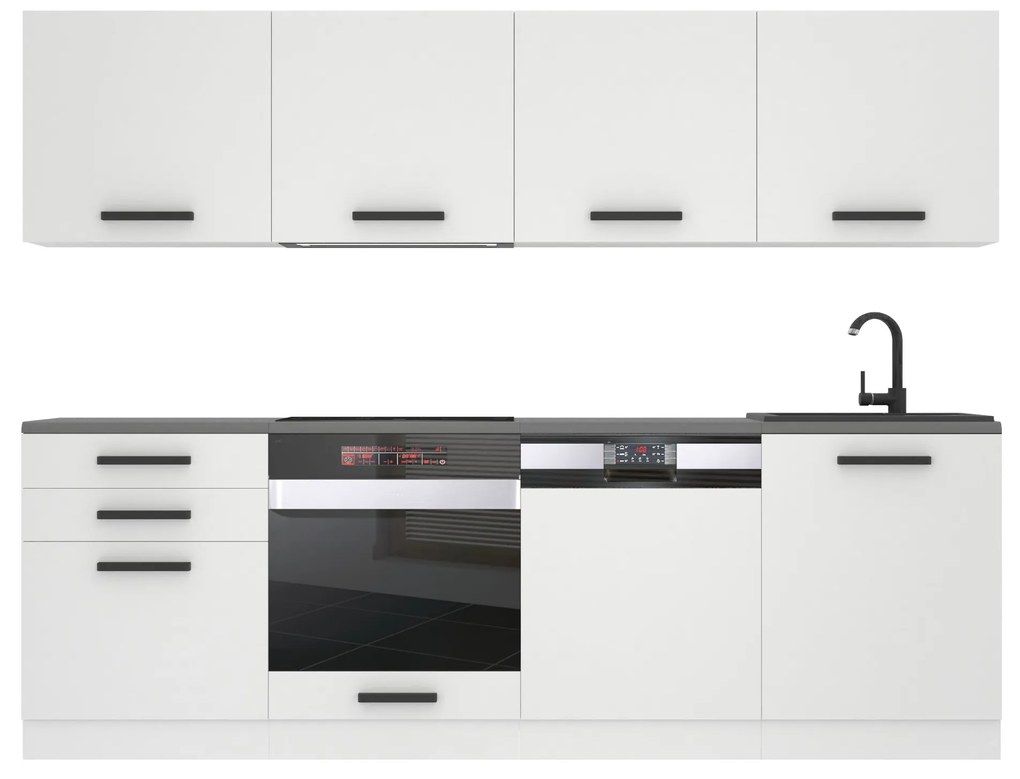 Kuchynská linka Belini Premium Full Version 240 cm biely mat s pracovnou doskou ALICE