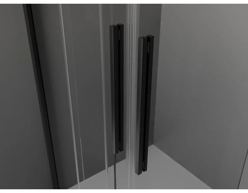 Mexen Velar L Duo, sprchový kút s posuvnými dverami 90 x 90 cm, 8mm sklo námraza, čierna matná, 871-090-090-02-33-70