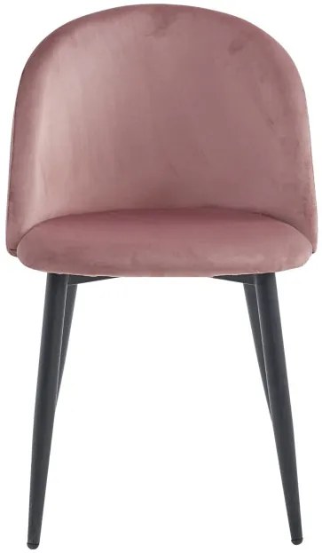 Set štyroch jedálenských stoličiek BELLO zamatové tmavoružové (čierne nohy) 4ks