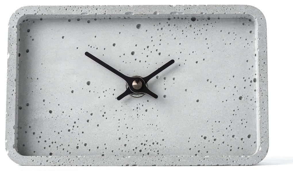 Stolové hodiny z betónu CLOCKIES, 16x10cm, obdĺžnikové, šedé