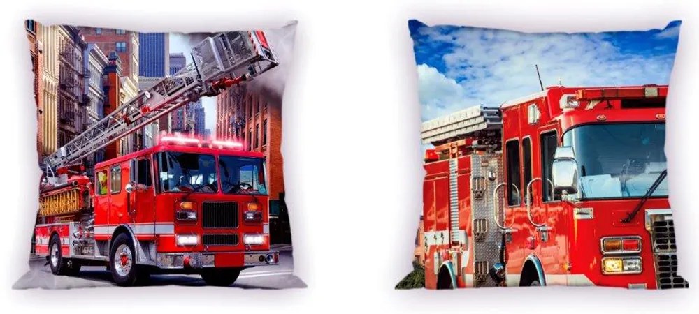 DETSKÁ OBLIEČKA NA VANKÚŠ TURBO FIRE TRUCK 40X40 CM VZOROVANÁ