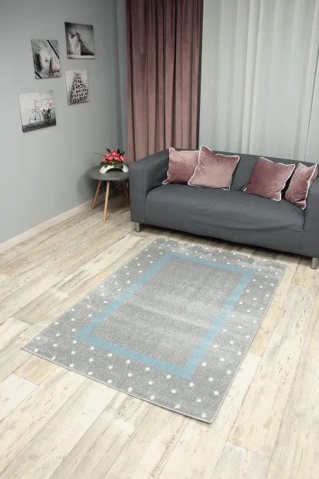 Detský koberec Kiddy 1150 sivý/tyrkysový