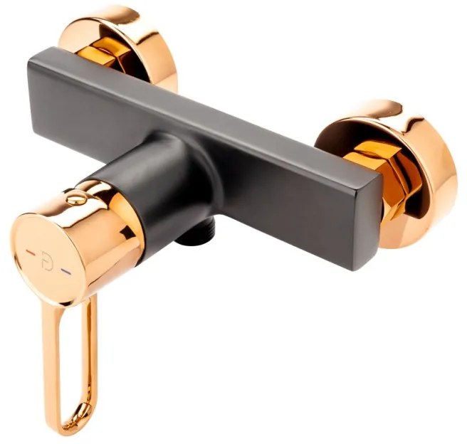 F-Design Zaffiro, sprchová batéria bez sprchovej sady, čierna matná-ružové zlato, FD1-ZFR-7-25