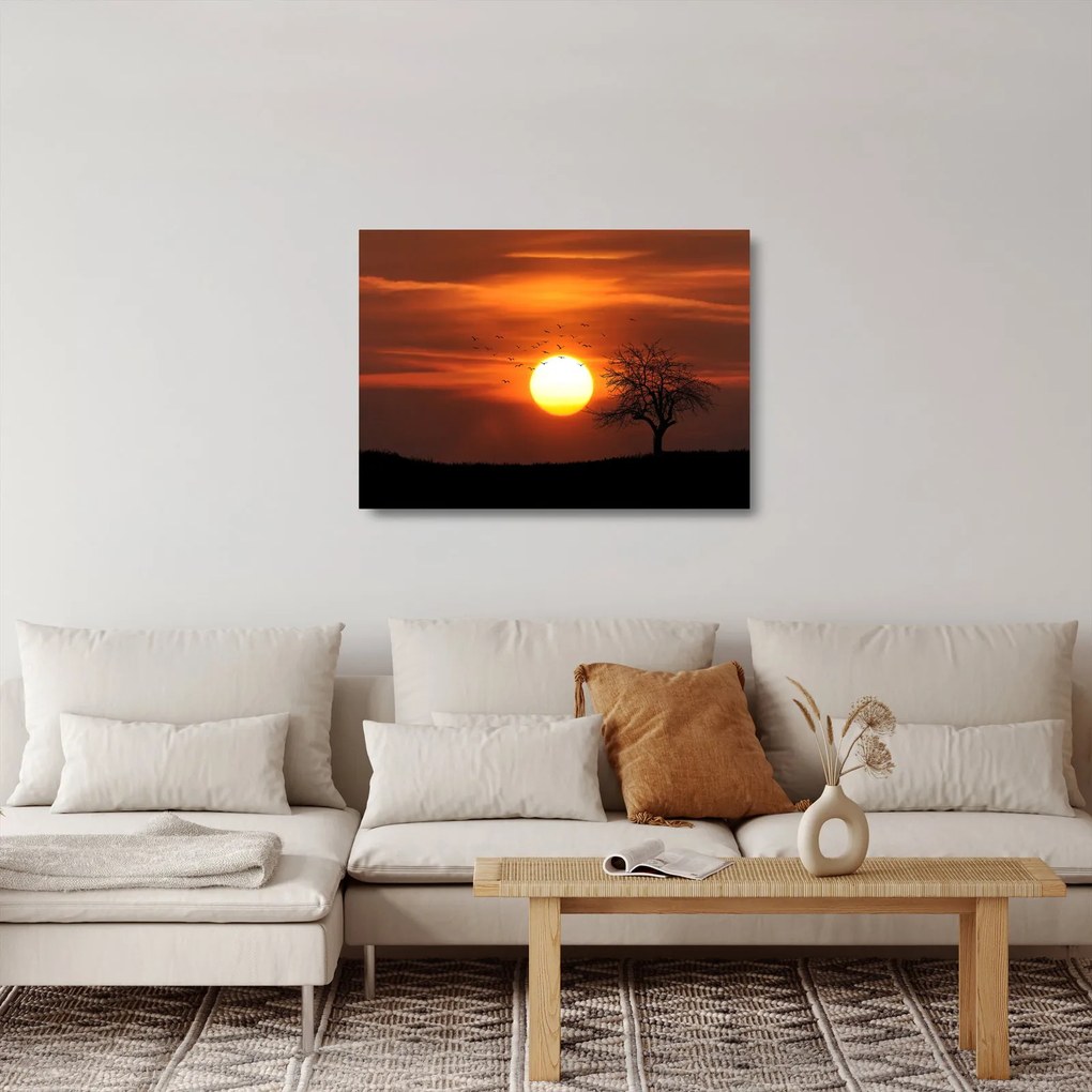Sklenený obraz - Západ slnka (70x50 cm)