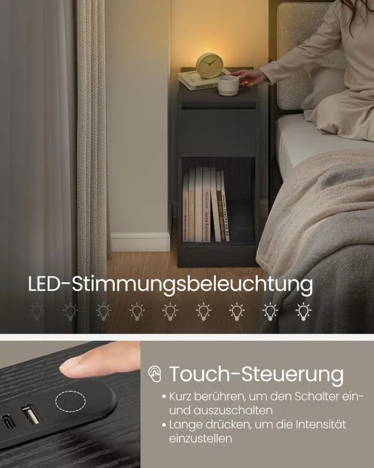 Set dvoch nočných stolíkov s LED osvetlením LET710B01 (2 ks)