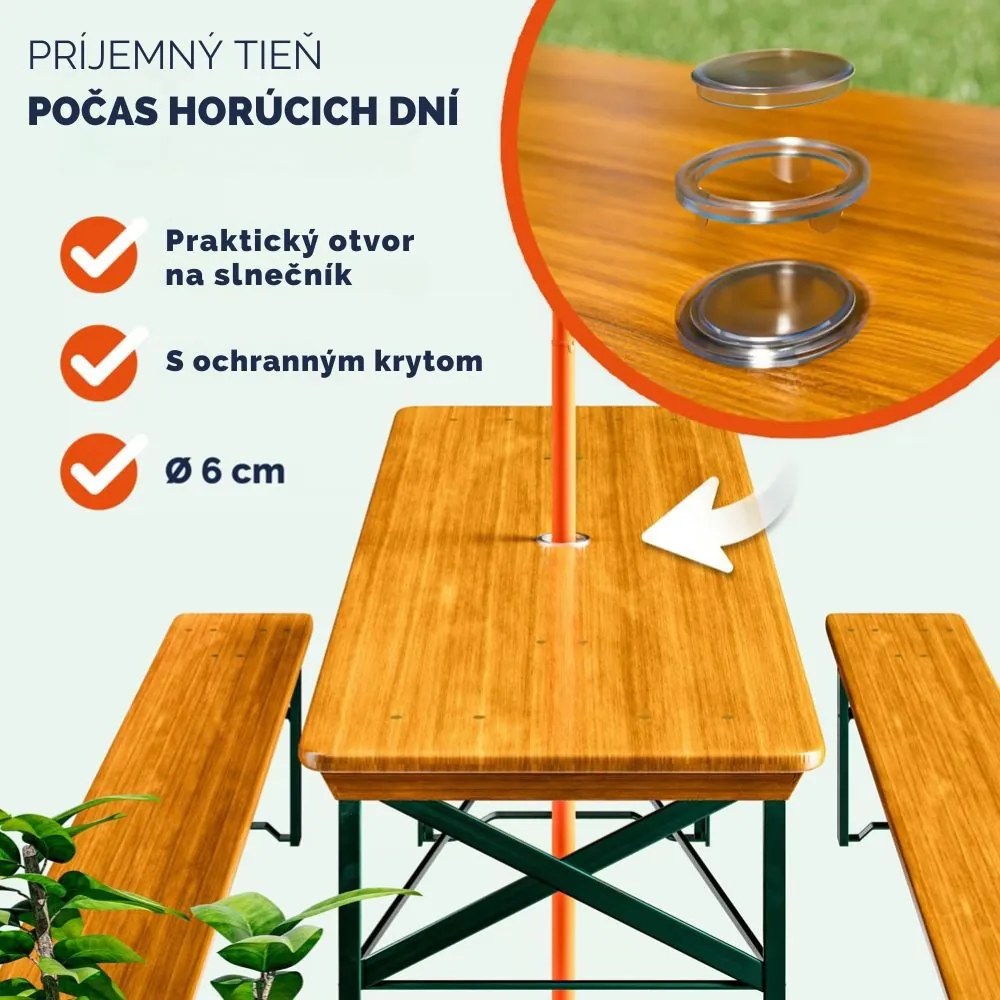 Pivný set KLASIK, 170cm, prírodná hnedá Casaria