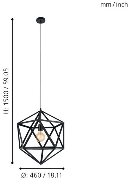 Eglo 49762 - Závesné svietidlo EMBLETON 1xE27/60W