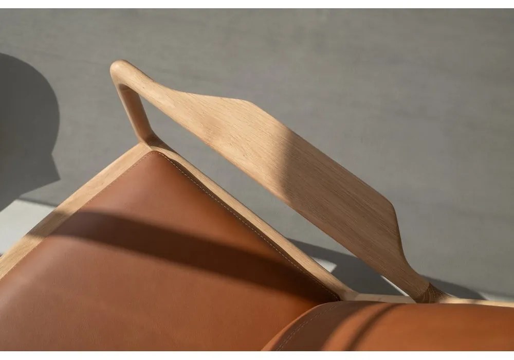 Kožené kreslo v čierno-prírodnej farbe Dedo - Gazzda