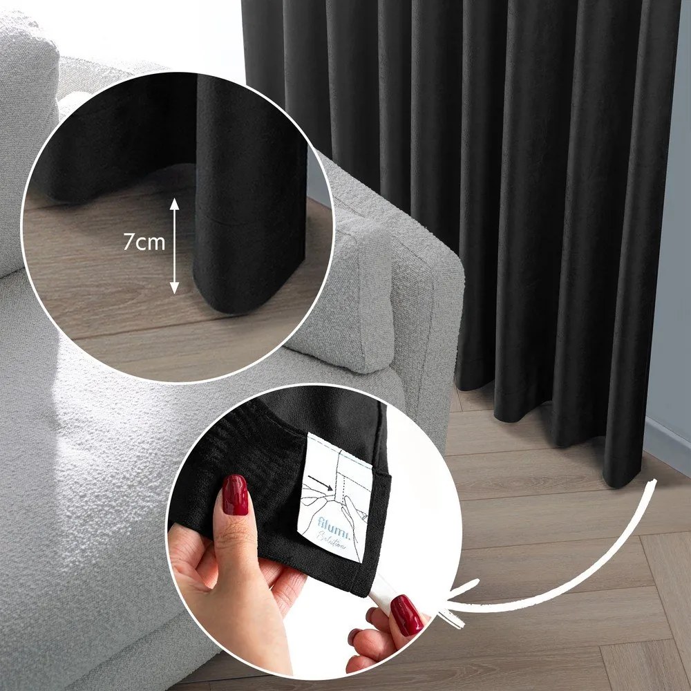 Čierny zamatový dimout záves 200x270 cm Velto – Filumi