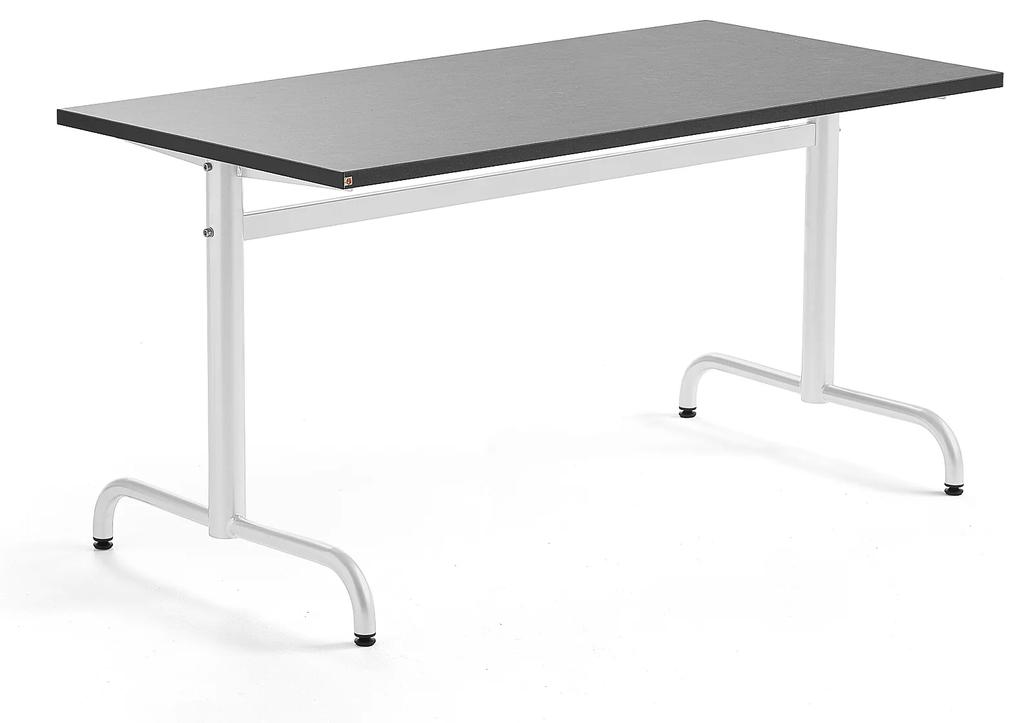 Stôl PLURAL, 1400x700x720 mm, linoleum - tmavošedá, biela