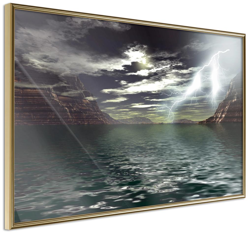 Artgeist Plagát - Storm on the Lake [Poster] Veľkosť: 30x20, Verzia: Zlatý rám s passe-partout