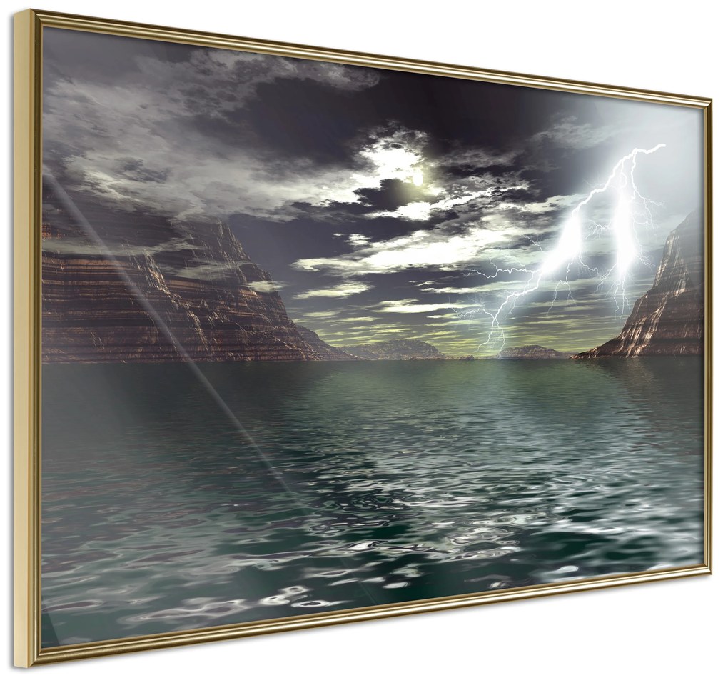 Artgeist Plagát - Storm on the Lake [Poster] Veľkosť: 60x40, Verzia: Čierny rám s passe-partout