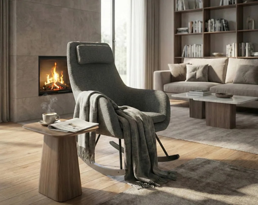 Hojdacie kreslo Galileo, stredne šedá tkanina