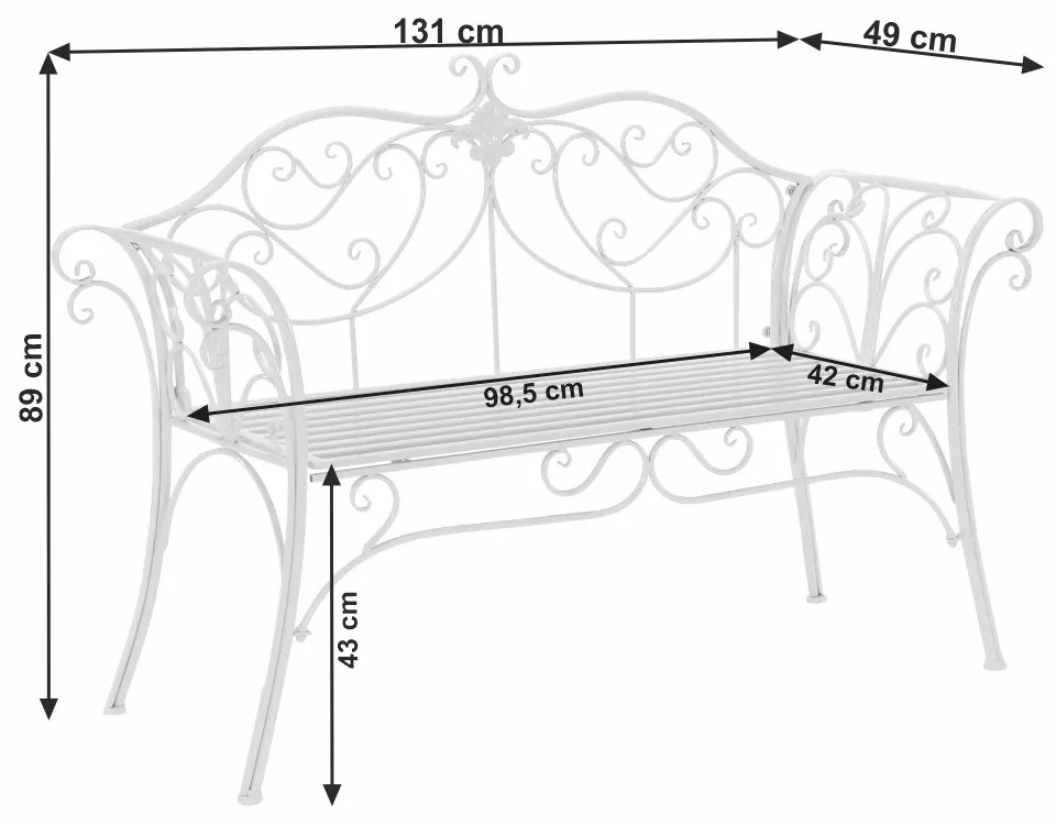 Tempo Kondela Záhradná lavička, biela, ETELIA