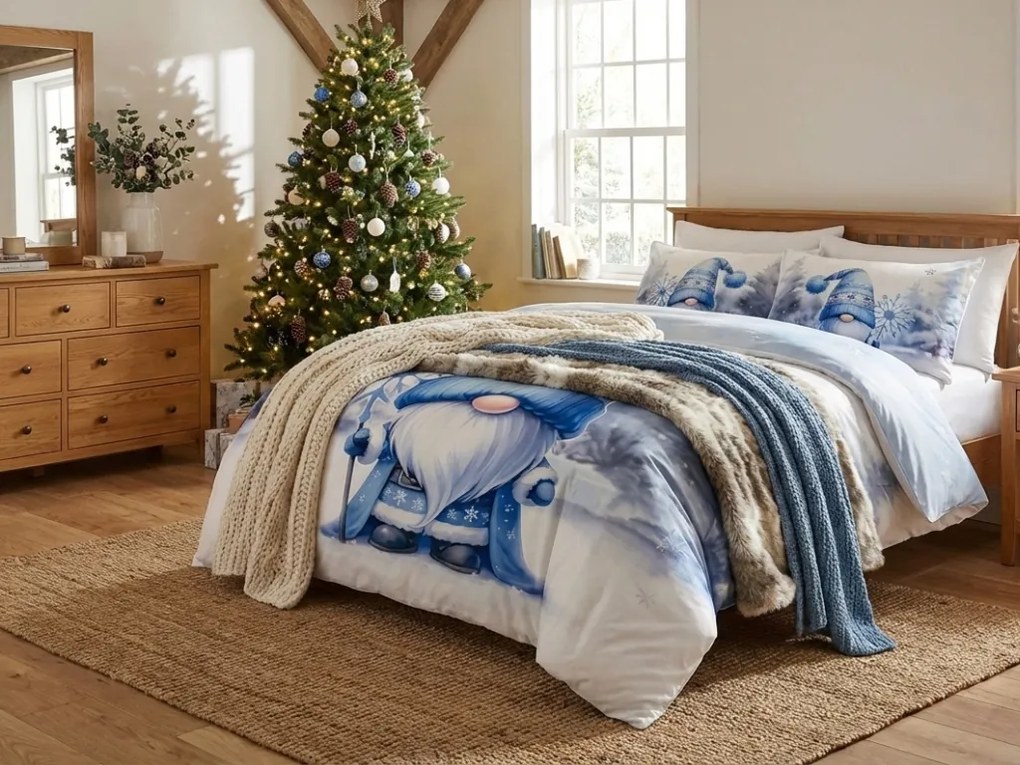 3D flanelové obliečky z mikrovlákna BLUE GNOME biele + obliečka na vankúšik 40x50 cm zdarma Rozmer obliečky: 70 x 90 cm | 140 x 200 cm