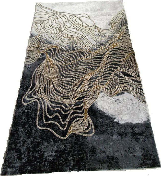 HU Čierny-hnedo-biely moderný koberec Artiste 25419A-Hnedoseda Rozmer: 300x400 cm