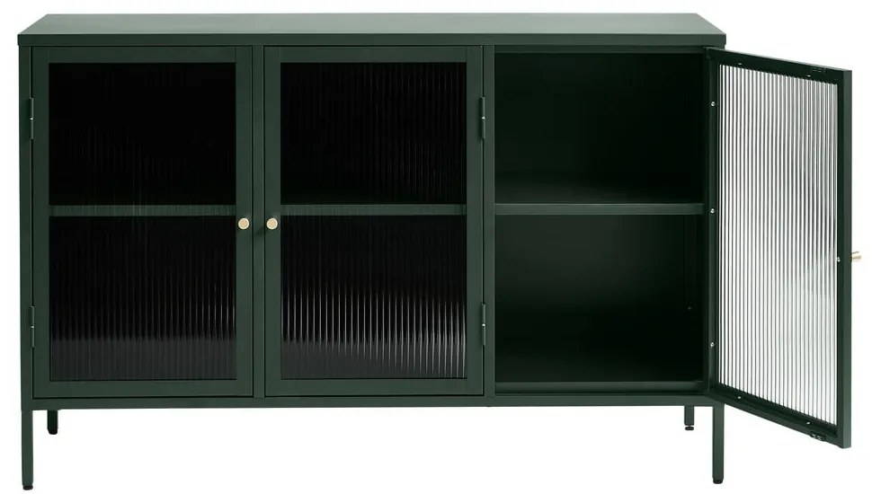 Zelená kovová vitrína Unique Furniture Bronco, výška 85 cm