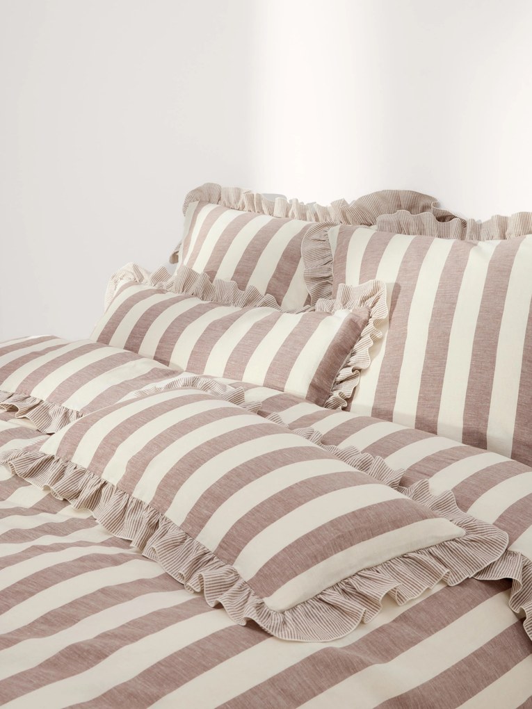 Obliečka na paplón z ľanu a bavlny's volánmi Posie