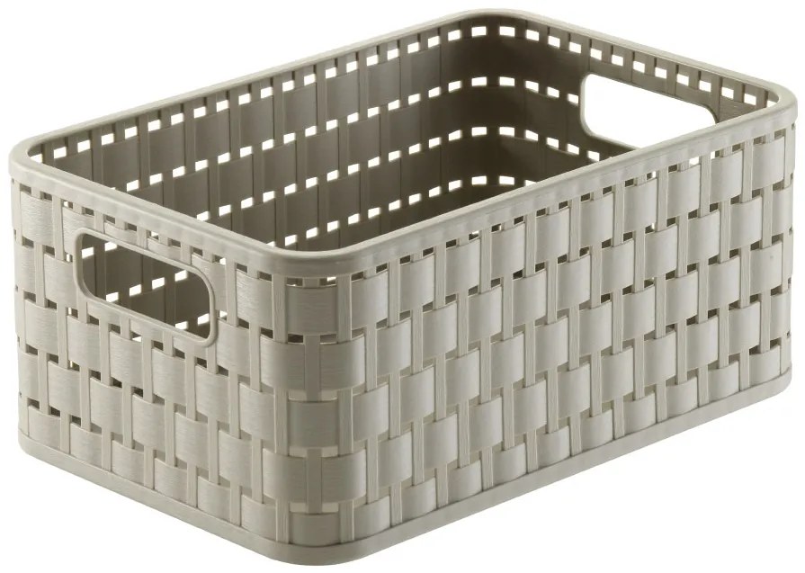 Rotho Plastový košík COUNTRY, rovný, béžový (18l - 37x28x19)