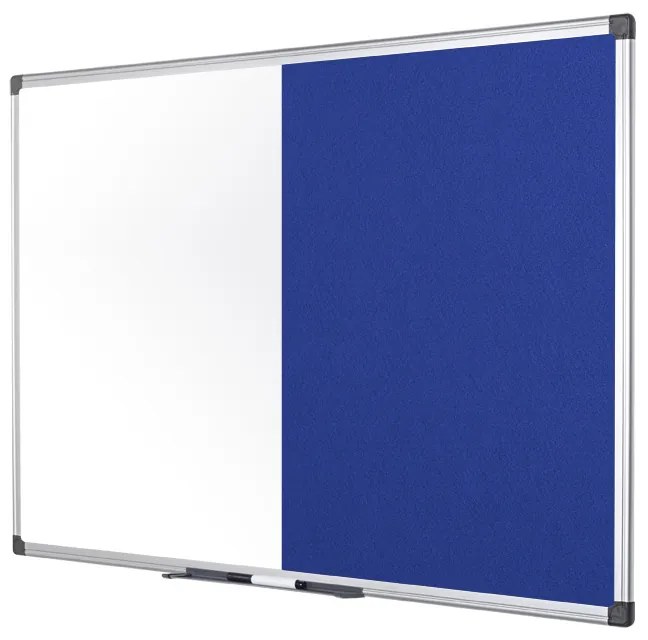 Bi-Office Popisovacia magnetická tabuľa a textilná nástenka, biela/modrá, 900 x 600 mm