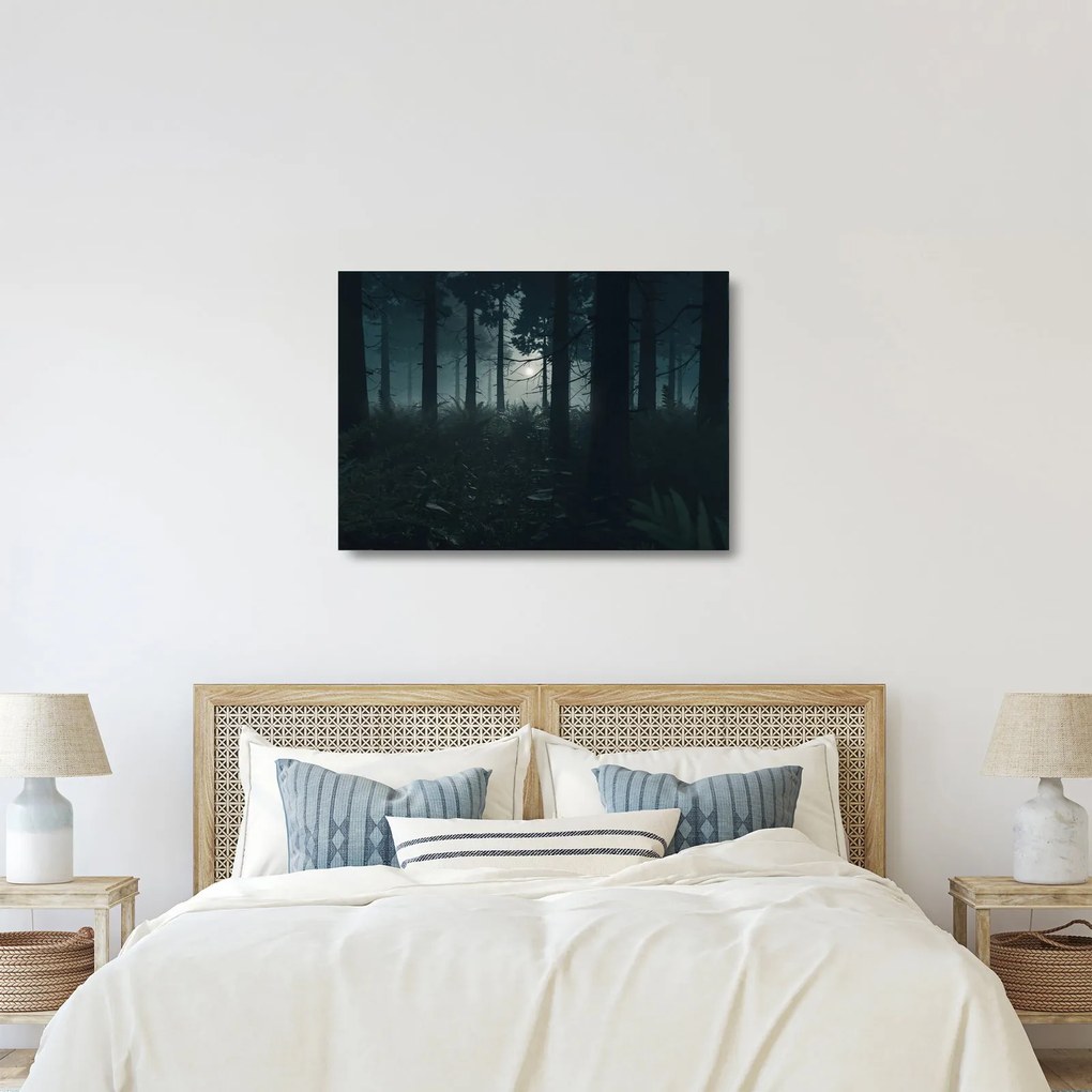 Sklenený obraz - Paprade v mesačnom svite (70x50 cm)