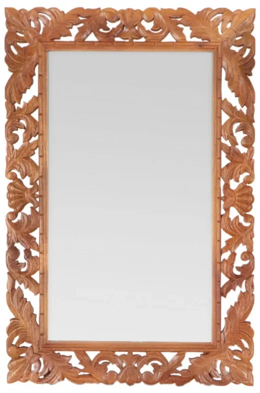 Zrkadlo Retro 60x90 ručne vyrezávaný indický masív mango Mango natural