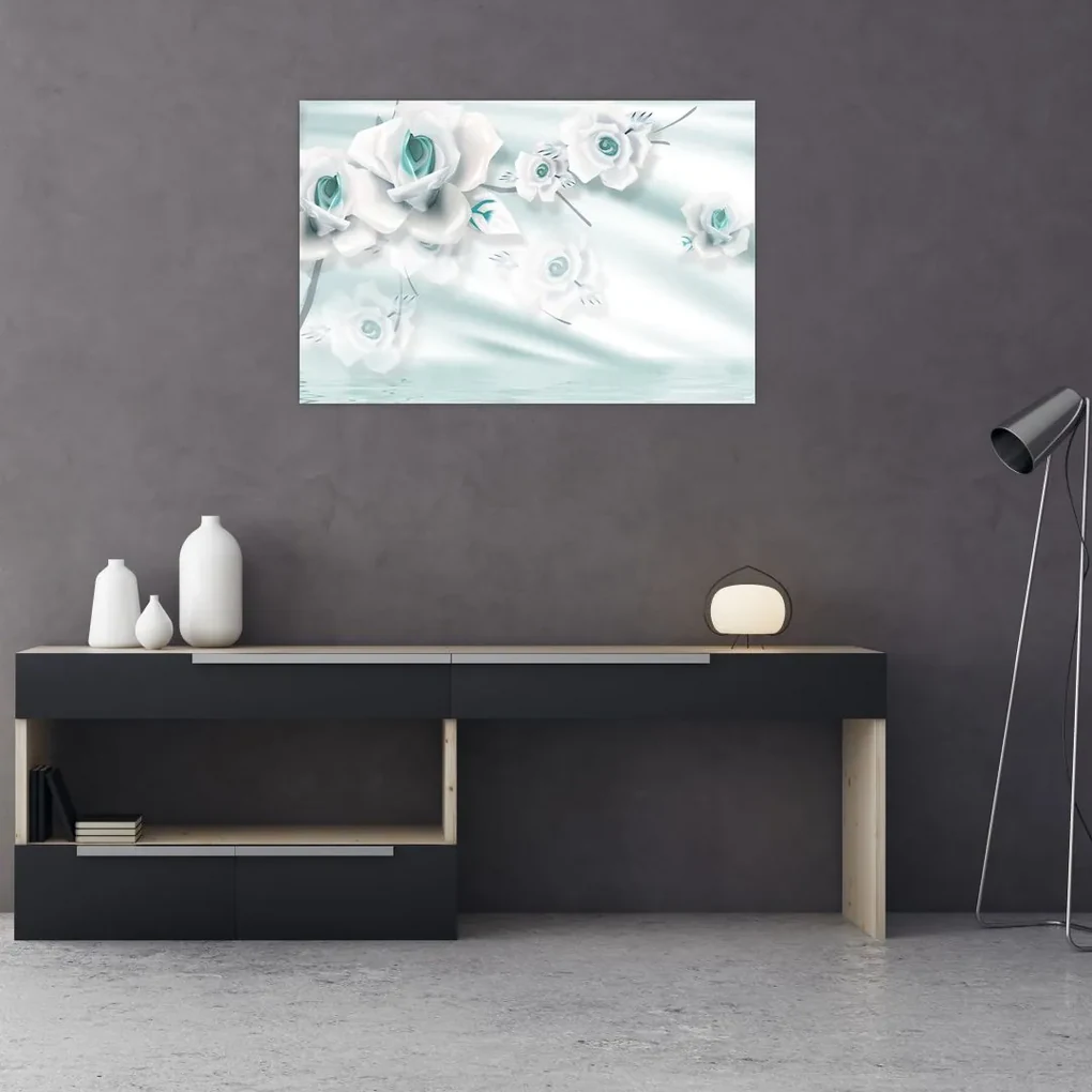 Obraz - Tyrkysové kvety ruží (90x60 cm)