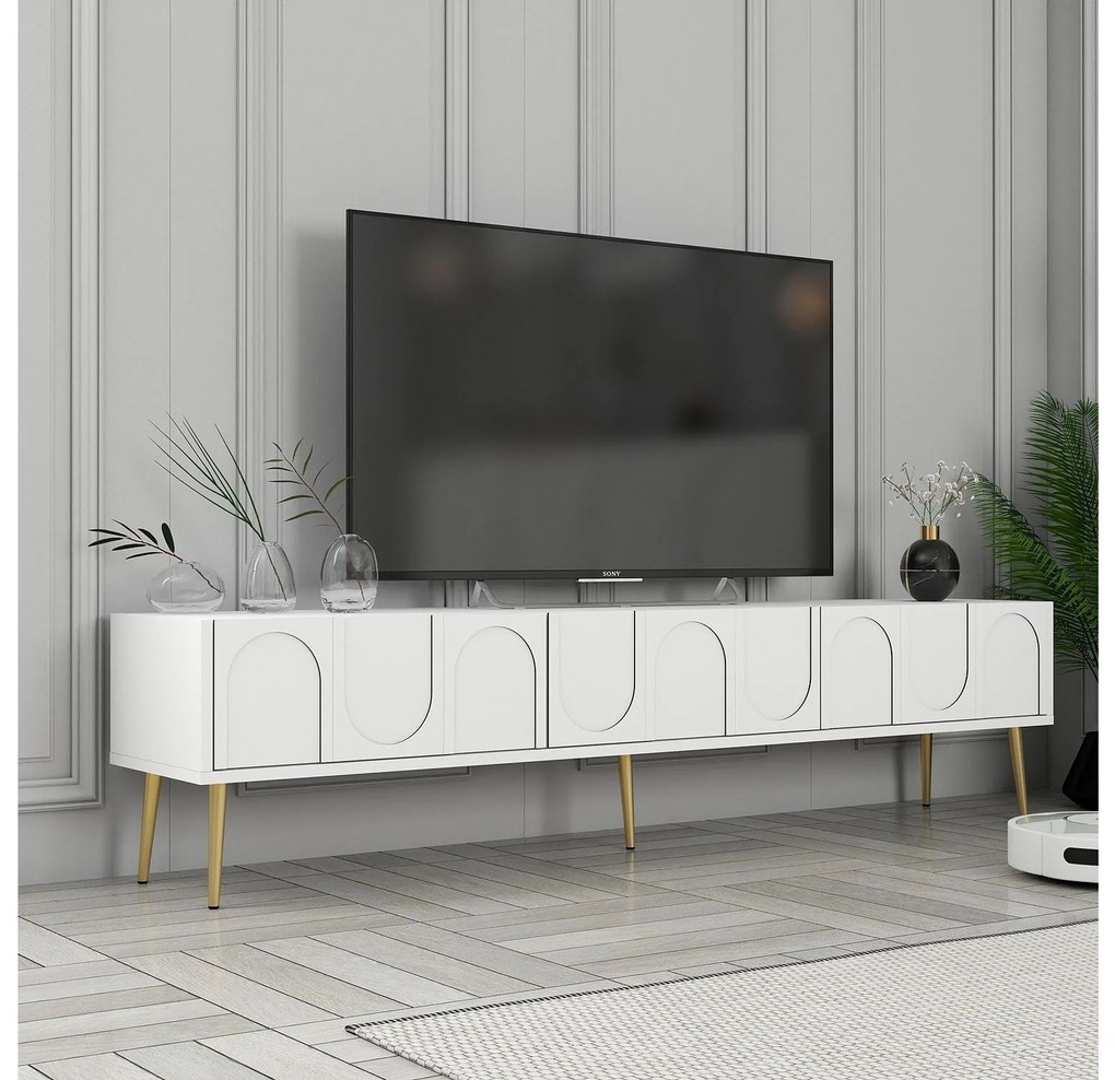 TV stolík/skrinka Bipemu 3 (biela + zlatá) . Vlastná spoľahlivá doprava až k Vám domov. 1095682