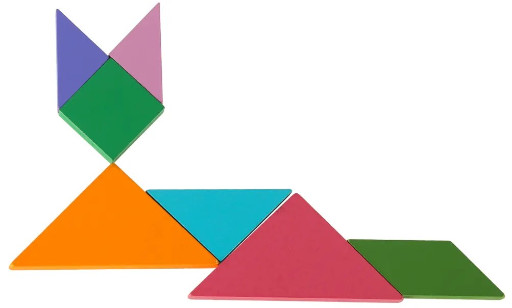 KIK Magnetická knižka Tangram 3D – drevený magnetický puzzle set pre deti, Montessori