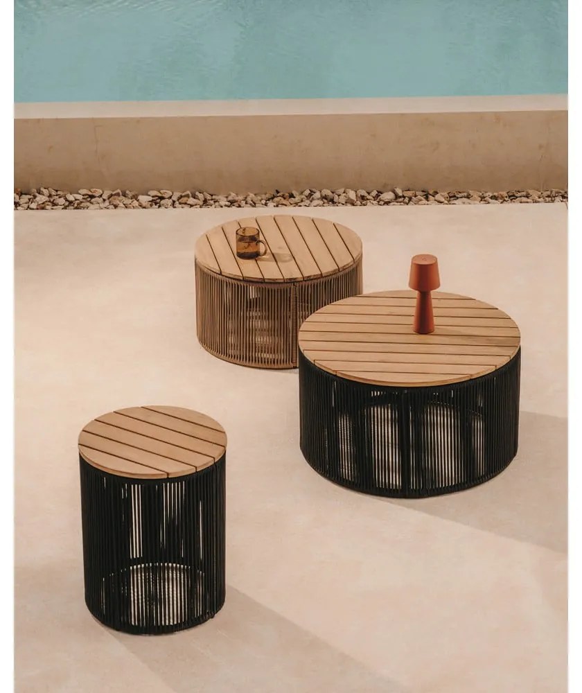 Okrúhly záhradný odkladací stolík s doskou z akácie ø 60 cm Dandara – Kave Home