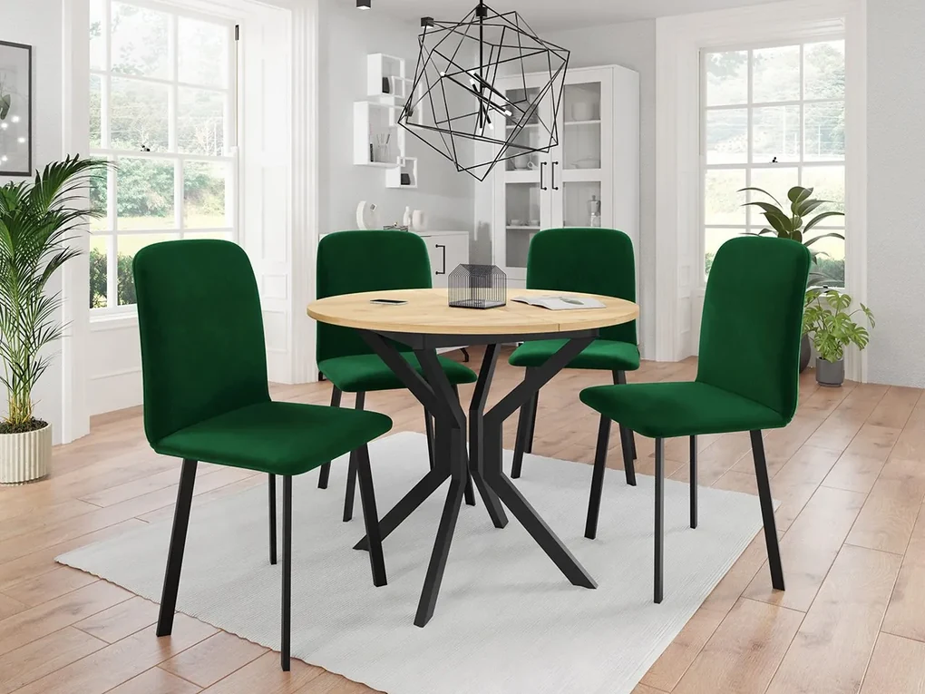 Jedálensky set so 4 stoličkami Kirtore M 90, Farby:: Amor Velvet 4302, Farby:: sivý mramor / čierna