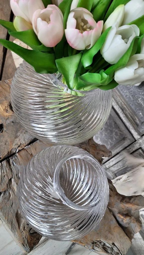 Sklenená priehľadná váza Stripes S - Ø 15*12,5 cm