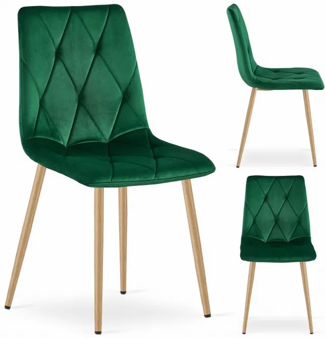 Jedálenská stolička LIBRA zamatová tmavozelená / drevené nohy