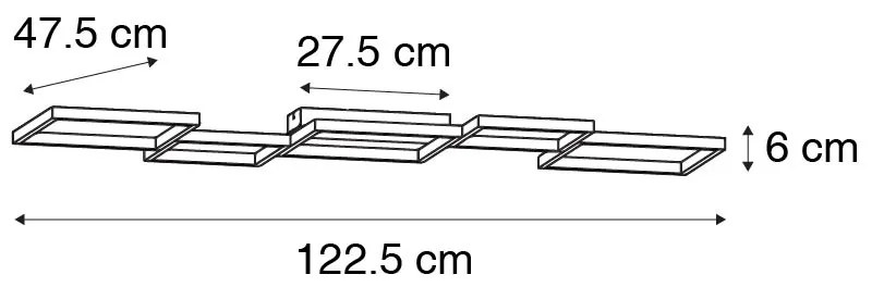 Stropné svietidlo čierne vrátane LED 3-stupňový stmievač 5-svetlo - Lejo
