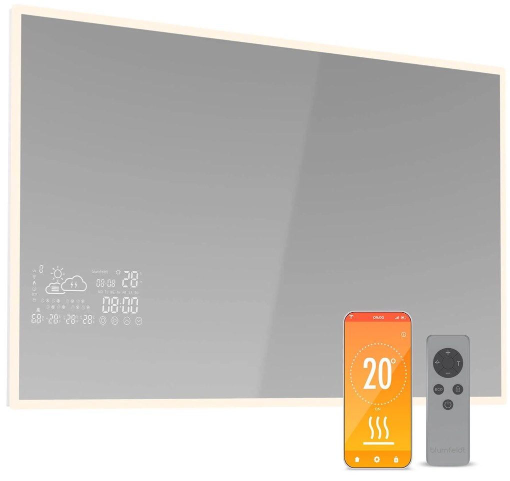 Blumfeldt Infračervený ohrievač, Smart Mirror, Infračervené žiarenie, 500 W, IP43