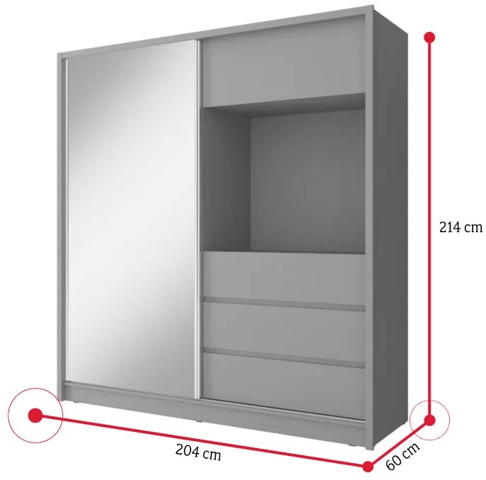 Šatníková skriňa S TV - grafit / 254