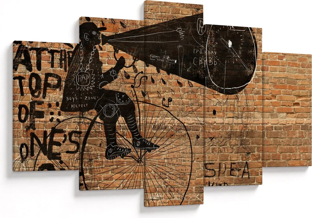 Obraz - Muž na bicykli v Banksyho štýle (150x105 cm)