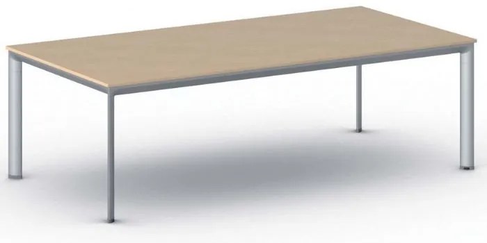 Rokovací kancelársky stôl PRIMO INVITATION, 240x120 cm, sivostrieborná podnož, buk