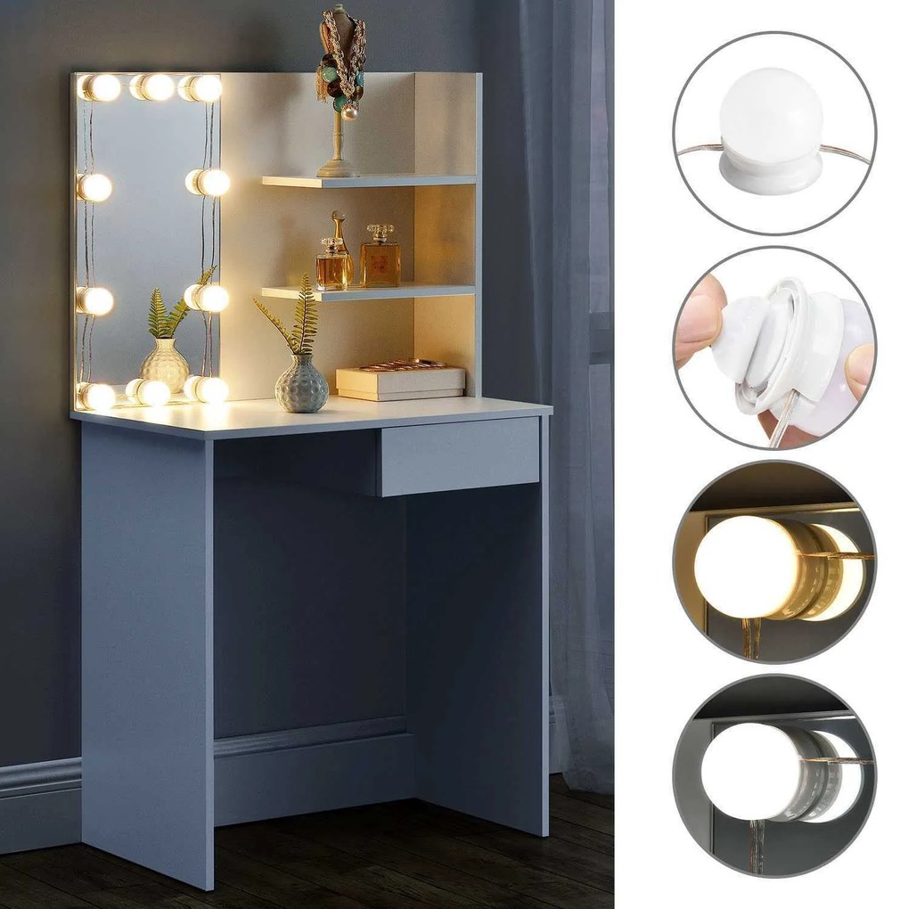 ModernHome Kozmetický toaletný stolík - zrkadlo, police