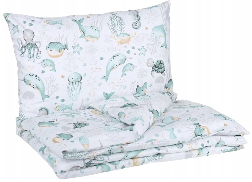 Detské bavlnené obliečky do postieľky 120x90 cm BABYMAM PREMIUM - Morský svet