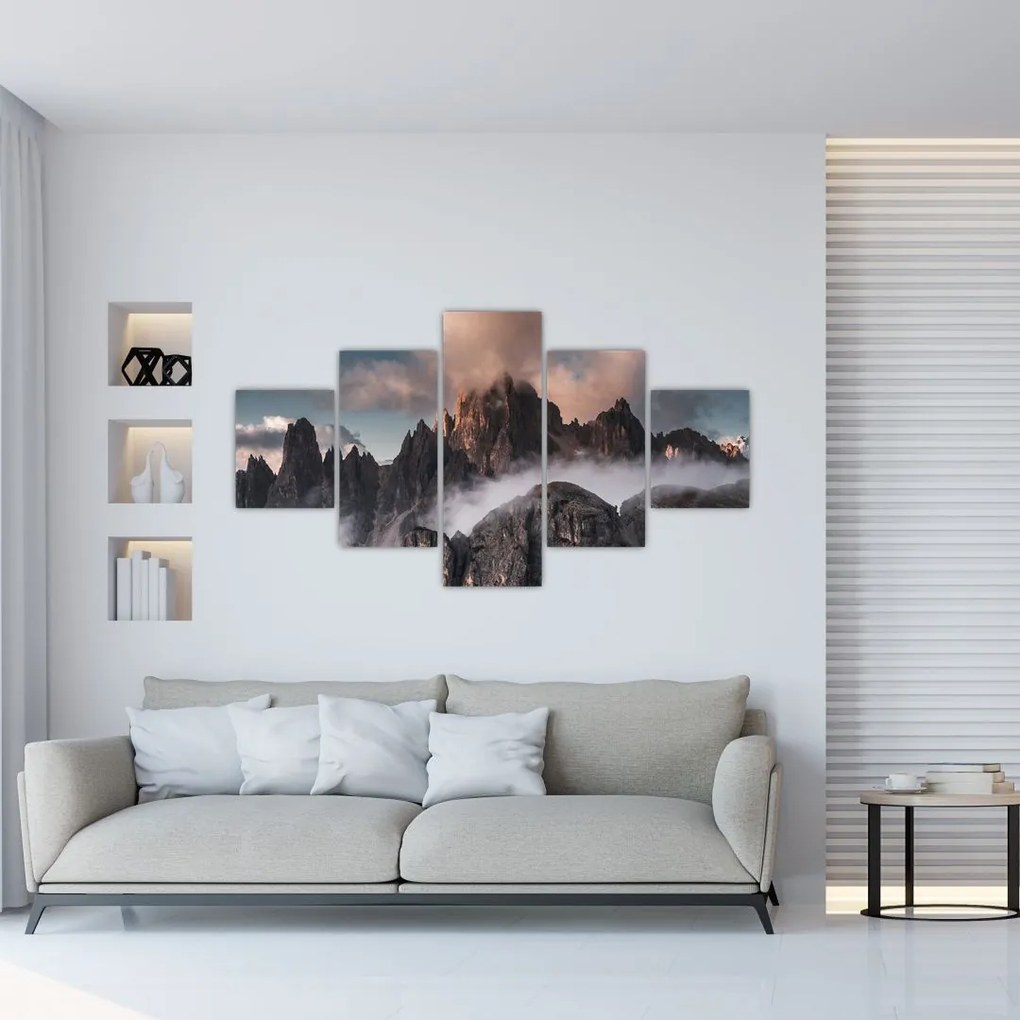 Obraz - Talianske dolomity schované v hmle (125x70 cm), 40 ďalších rozmerov