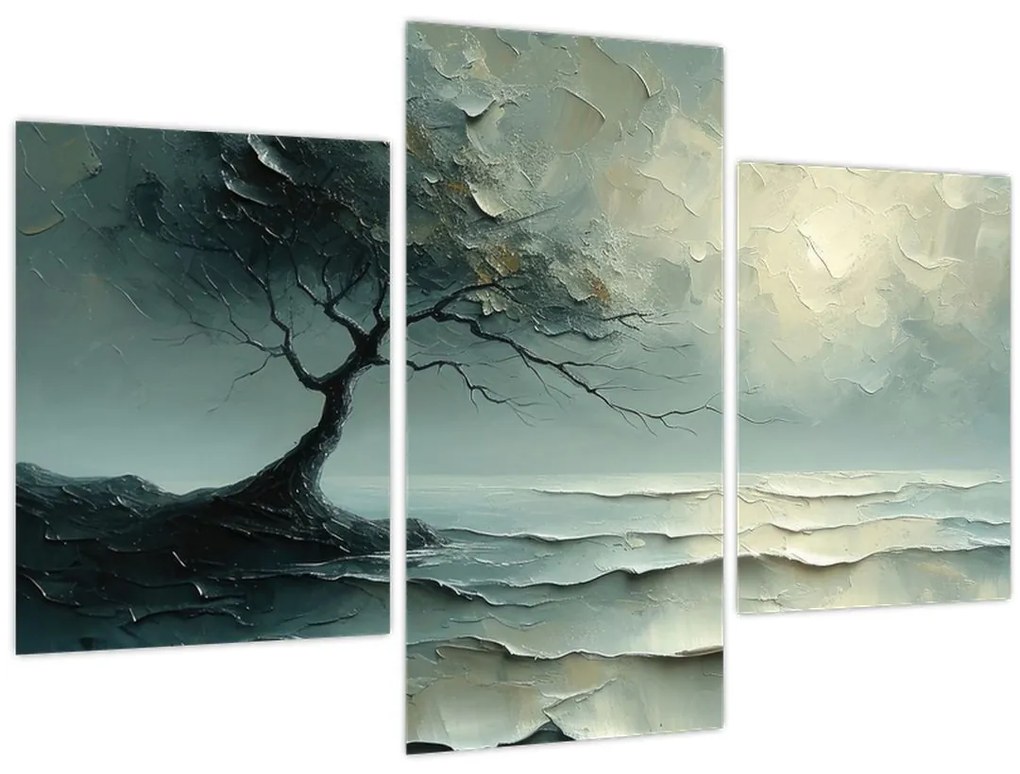 Obraz - Olejomaľba stromu s oceánom (90x60 cm)
