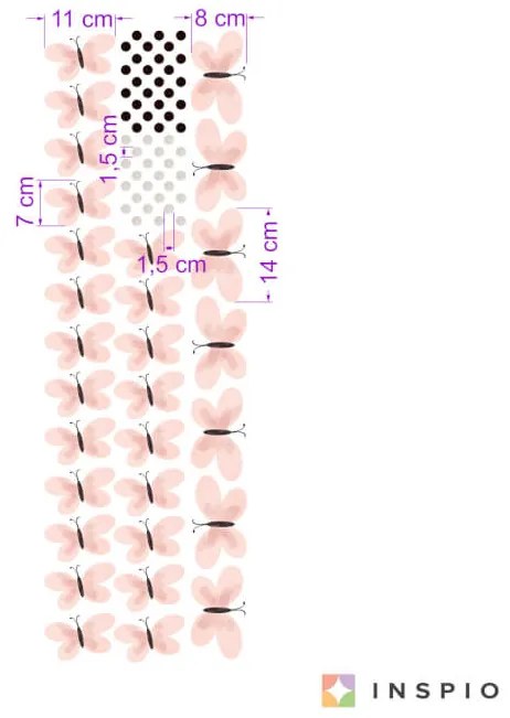 Akvarelové samolepky - Ružové motýliky