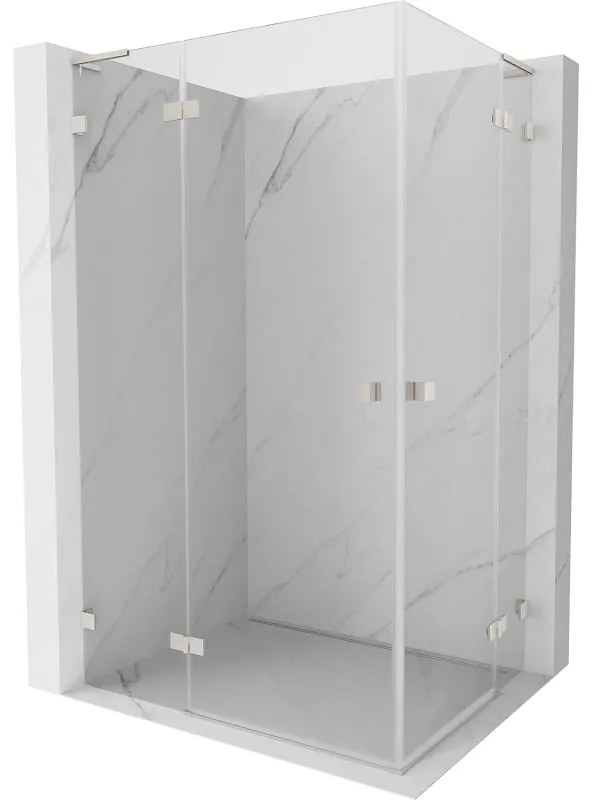 Mexen Lunar, L Duo výklopný sprchový kút 115 x 100 cm, 8mm číre sklo, oceľový profil, 834L-115L-100P-97-00