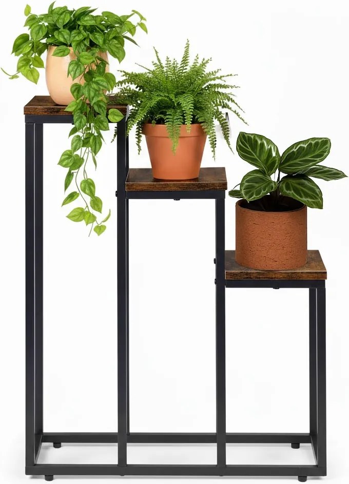 Stojan na květiny EVELIN 67x51,5 cm hnědý/černý