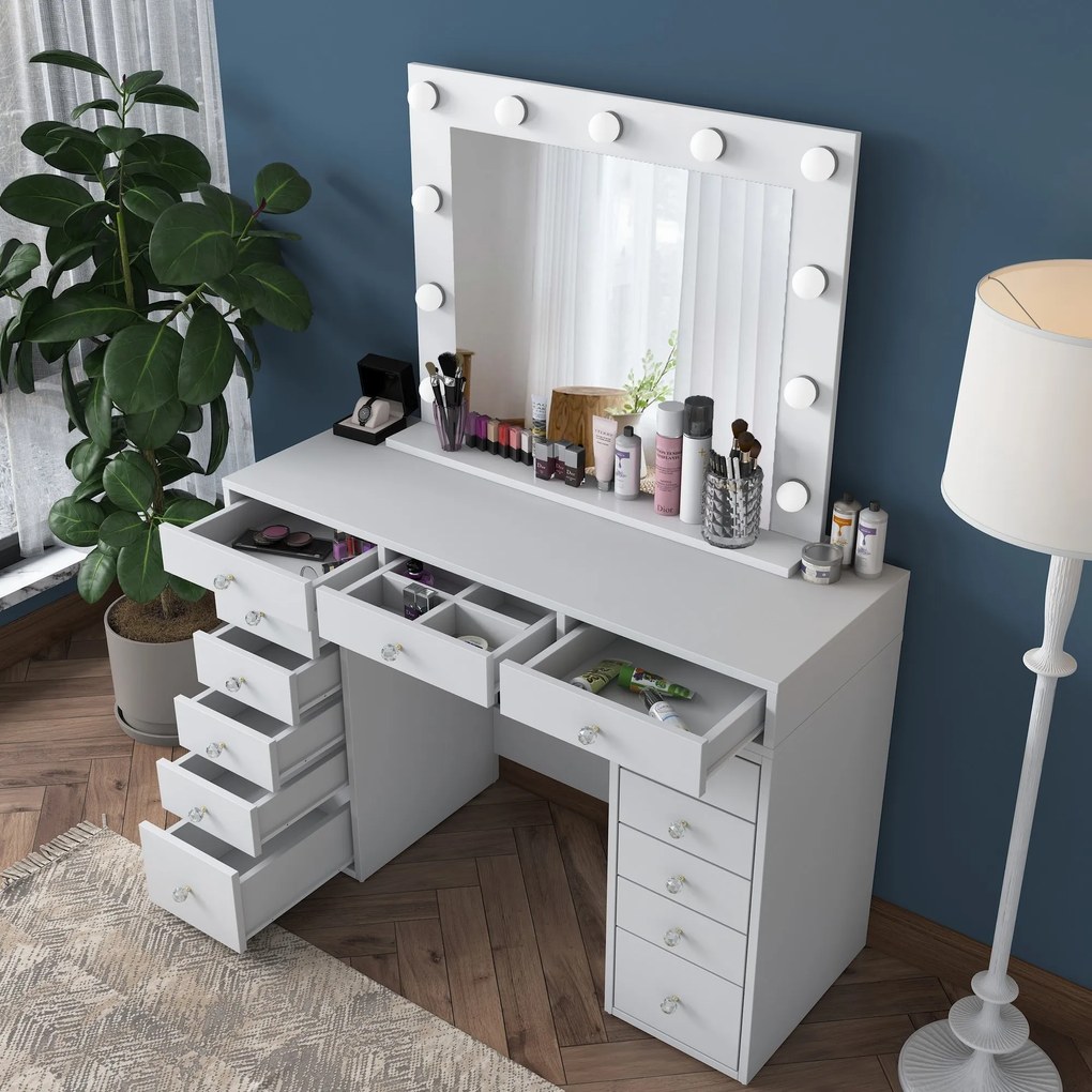Toaletní stolek Melissa 04 s LED zrcadlem bílý
